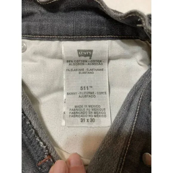 Levi's Mens Jeans 511 Gray 31W 30L - Picture 6 of 9